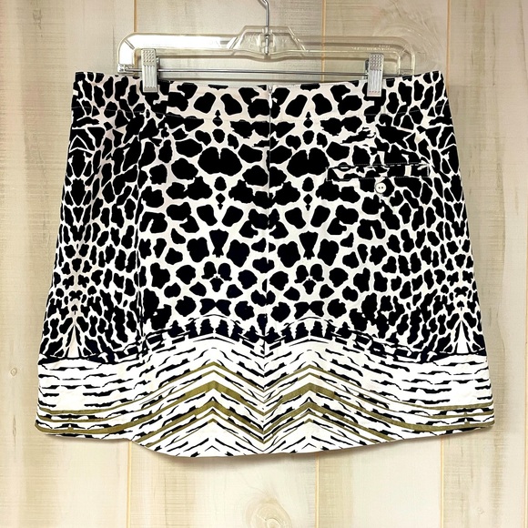 Lady Hagen Black White Brown Animal Print Side Slit Skorts Sz 10 - Picture 2 of 8